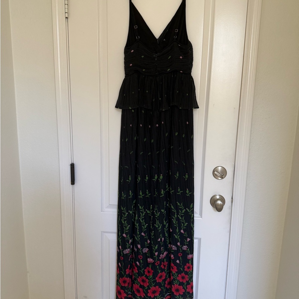 Black Floral Maxi Dress with Spaghetti Straps - Picture 7 of 12